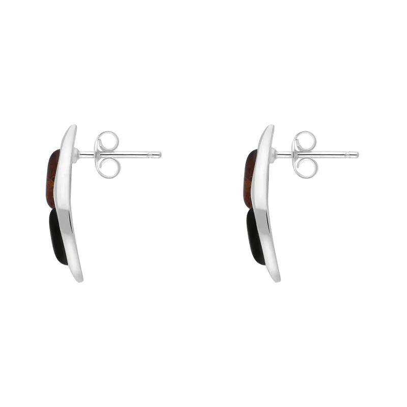 Sterling Silver Amber Whitby Jet Marquise Stud Earrings