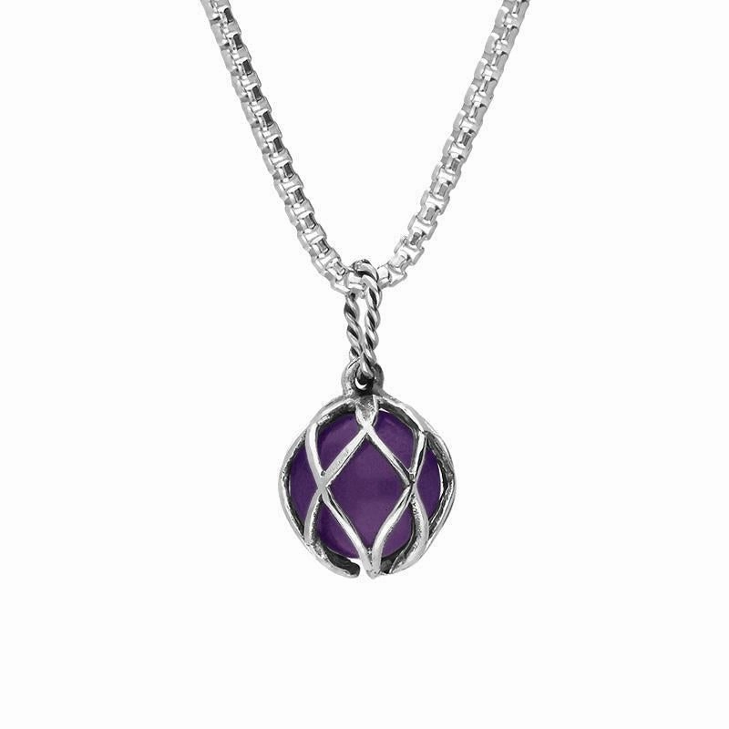 Sterling Silver Amethyst Emma Stothard Silver Darling 10mm Float Charm Necklace