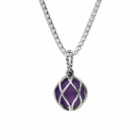 Sterling Silver Amethyst Emma Stothard Silver Darling 10mm Float Charm Necklace