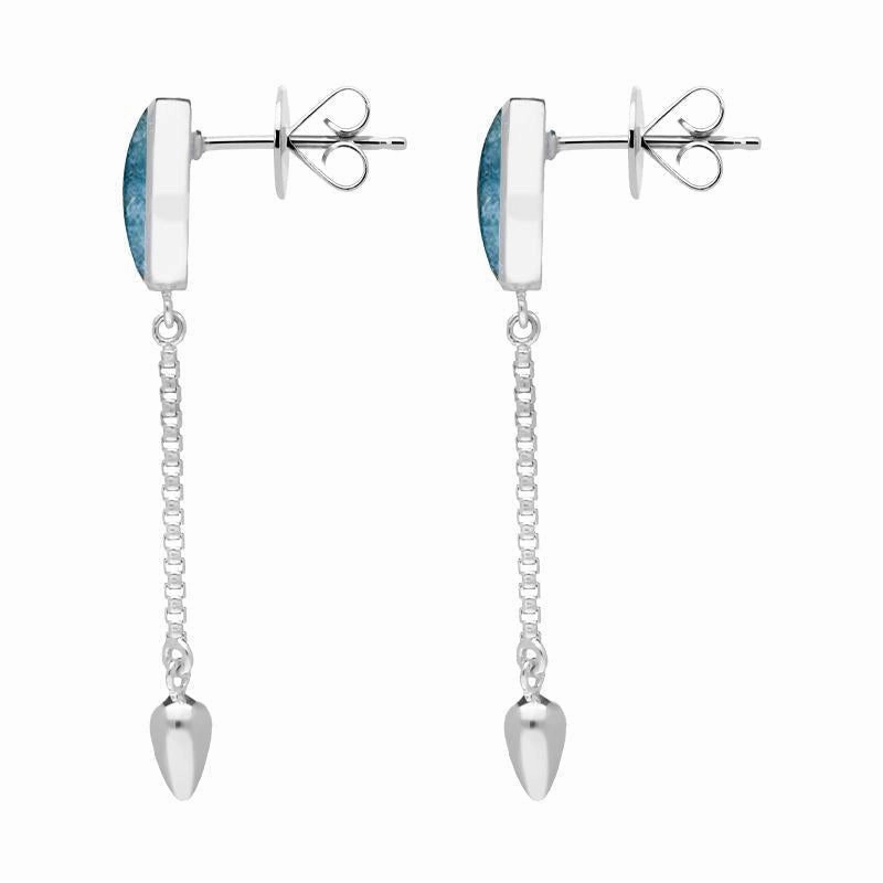 Sterling Silver Aquamarine Lineaire Medium Drop Stud Earrings