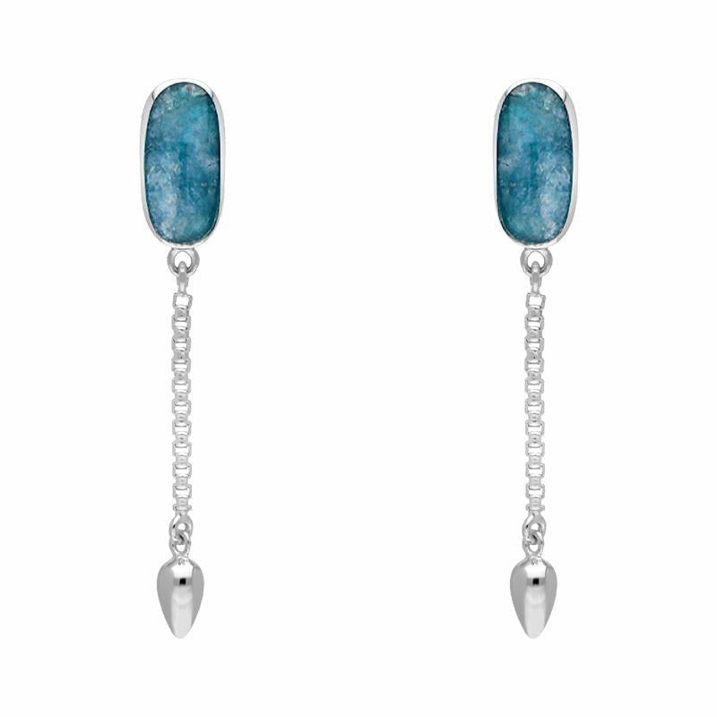Sterling Silver Aquamarine Lineaire Medium Drop Stud Earrings