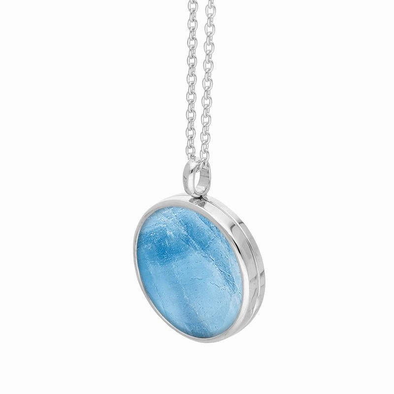 Sterling Silver Aquamarine Medium Round Locket