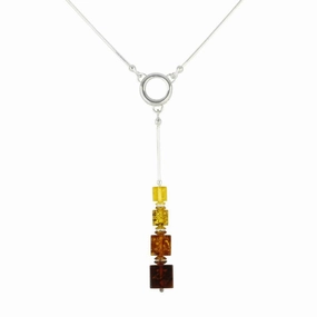 Sterling Silver Baltic Amber 4 Stone Graduated Necklace