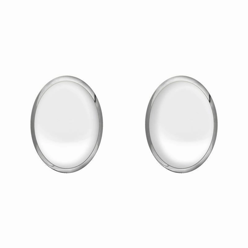 Sterling Silver Bauxite 8mm x 6mm Classic Medium Oval Stud Earrings