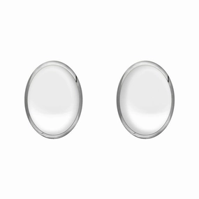 Sterling Silver Bauxite 8mm x 6mm Classic Medium Oval Stud Earrings