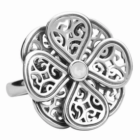 Sterling Silver Bauxite Flore Eight Petal Flower Ring