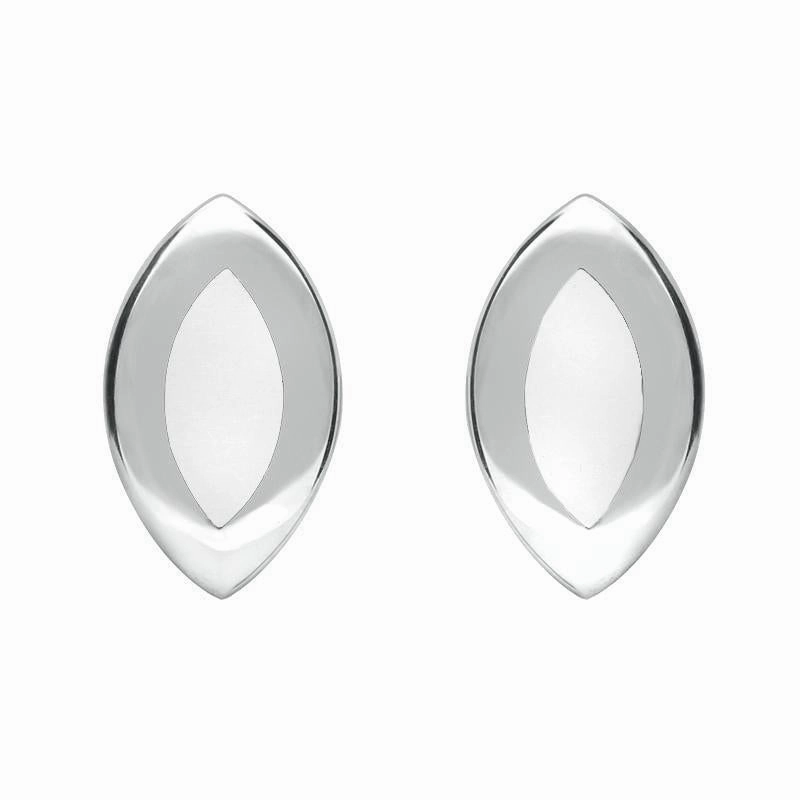 Sterling Silver Bauxite Framed Marquise Stud Earrings