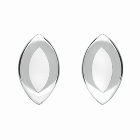 Sterling Silver Bauxite Framed Marquise Stud Earrings
