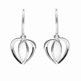 Sterling Silver Bauxite Heart Drop Earrings