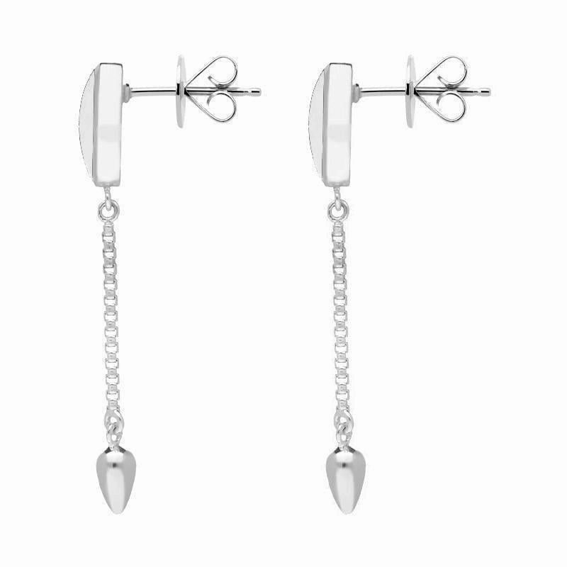 Sterling Silver Bauxite Lineaire Medium Drop Stud Earrings