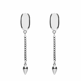 Sterling Silver Bauxite Lineaire Medium Drop Stud Earrings