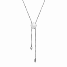 Sterling Silver Bauxite Lineaire Round Stone Adjustable Necklace