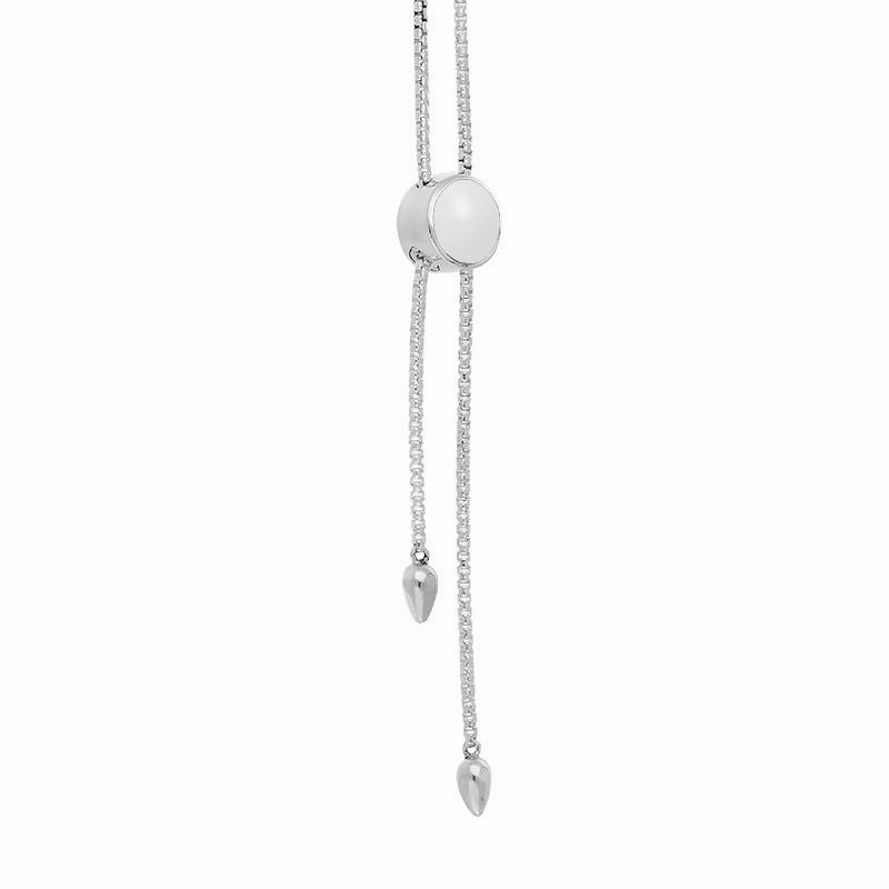 Sterling Silver Bauxite Lineaire Round Stone Adjustable Necklace