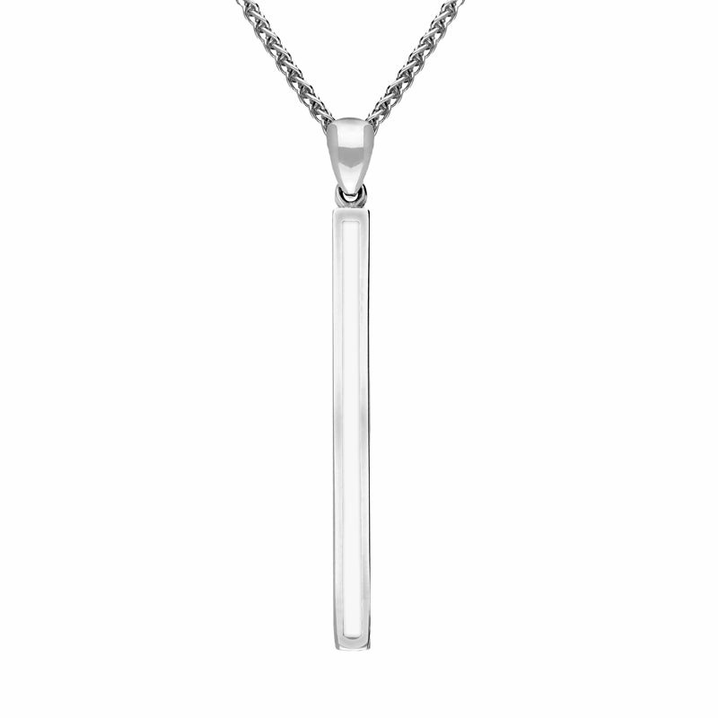 Sterling Silver Bauxite Long Slim Oblong Necklace