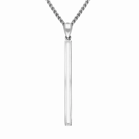 Sterling Silver Bauxite Long Slim Oblong Necklace