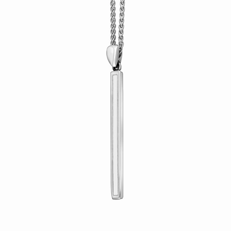 Sterling Silver Bauxite Long Slim Oblong Necklace