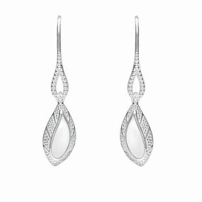 Sterling Silver Bauxite Marquise Beaded Edge Earrings