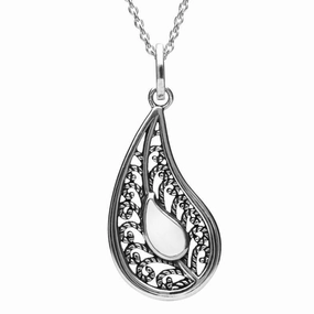 Sterling Silver Bauxite Oxidise Stone Teardrop Necklace
