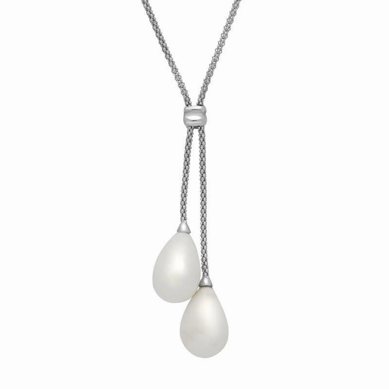 Sterling Silver Bauxite Two Stone Drop Necklace D