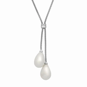 Sterling Silver Bauxite Two Stone Drop Necklace D