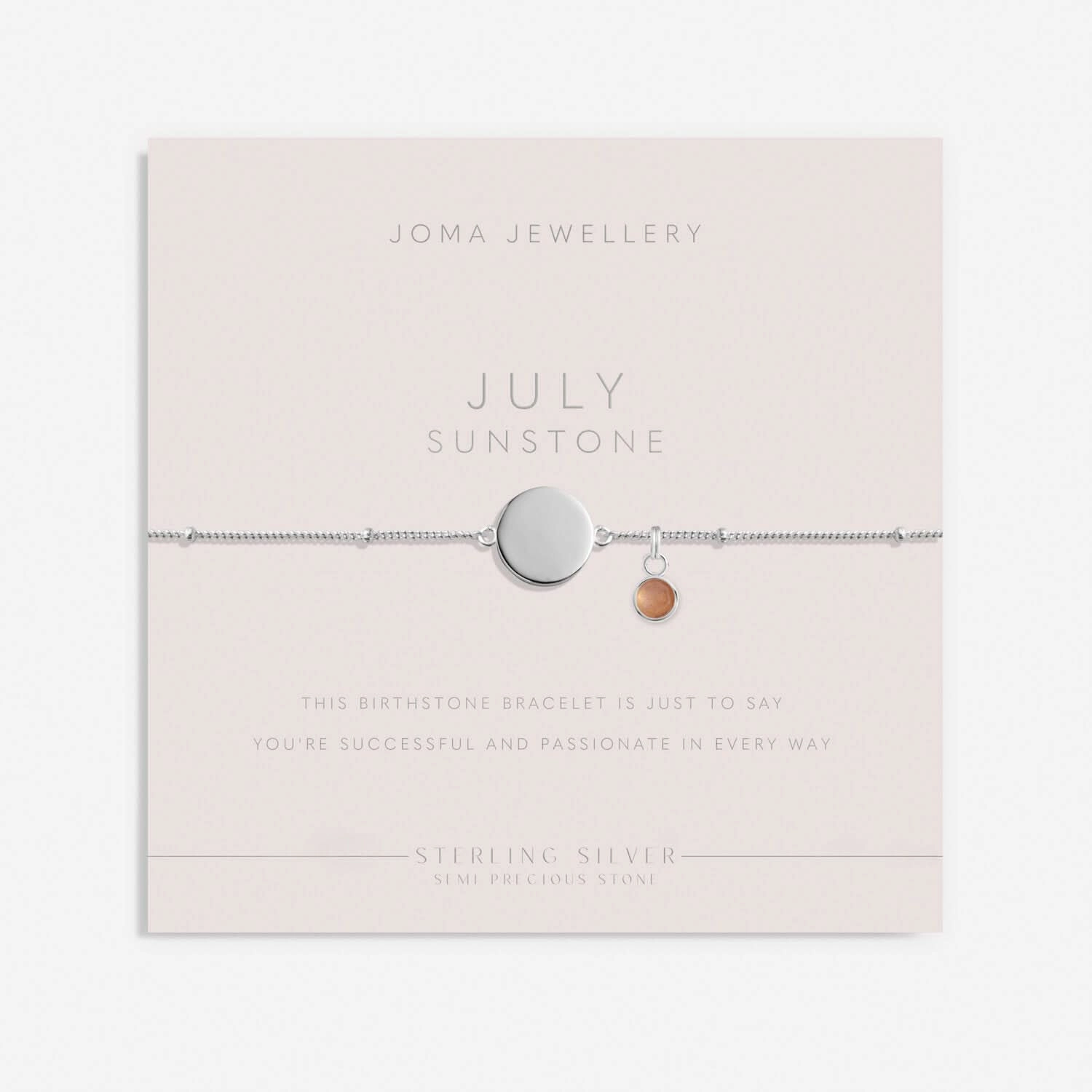 Sterling Silver Birthstone A Little July Bracelet JJS0088