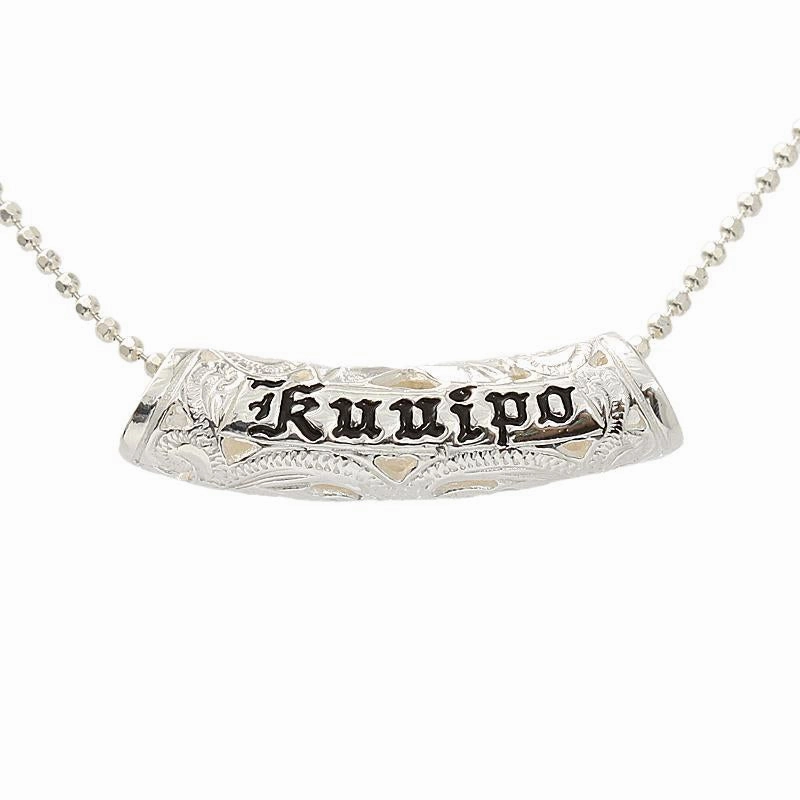 Sterling Silver Black Enamel KUUIPO (Sweetheart) Tube Slider Pendant (Chain Sold Separately)