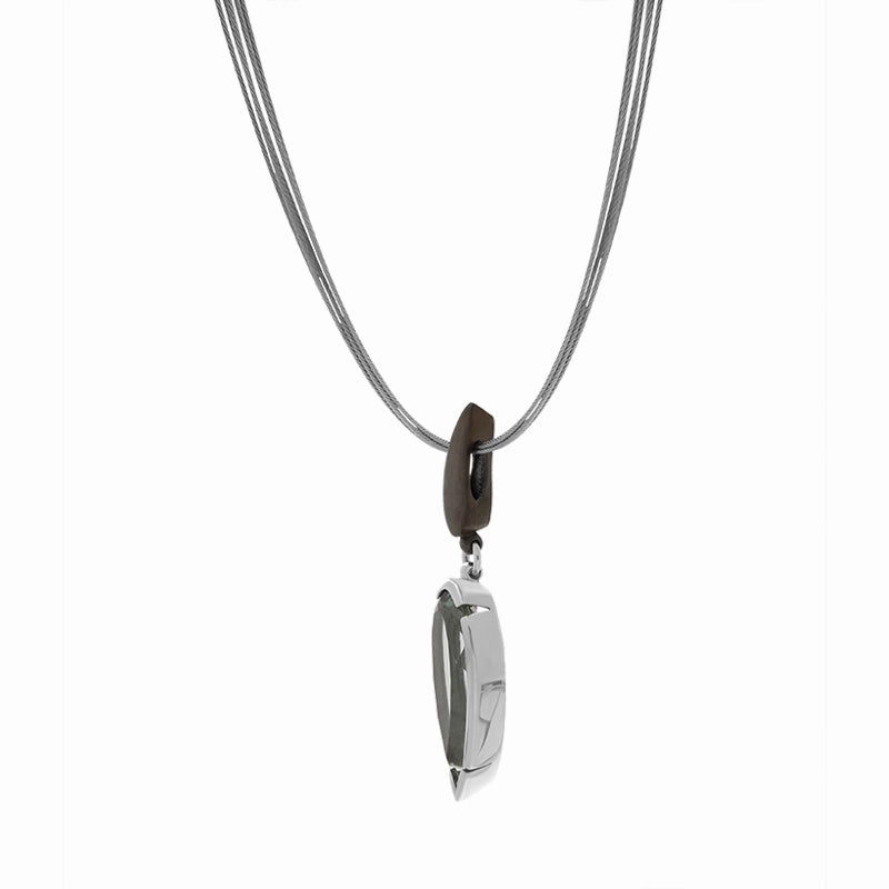 Sterling Silver Black Rhodium Mint Quartz Dropper Necklace D