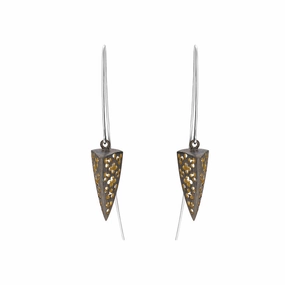 Sterling Silver Black Rhodium Triangular Cut Out Drop Earrings D