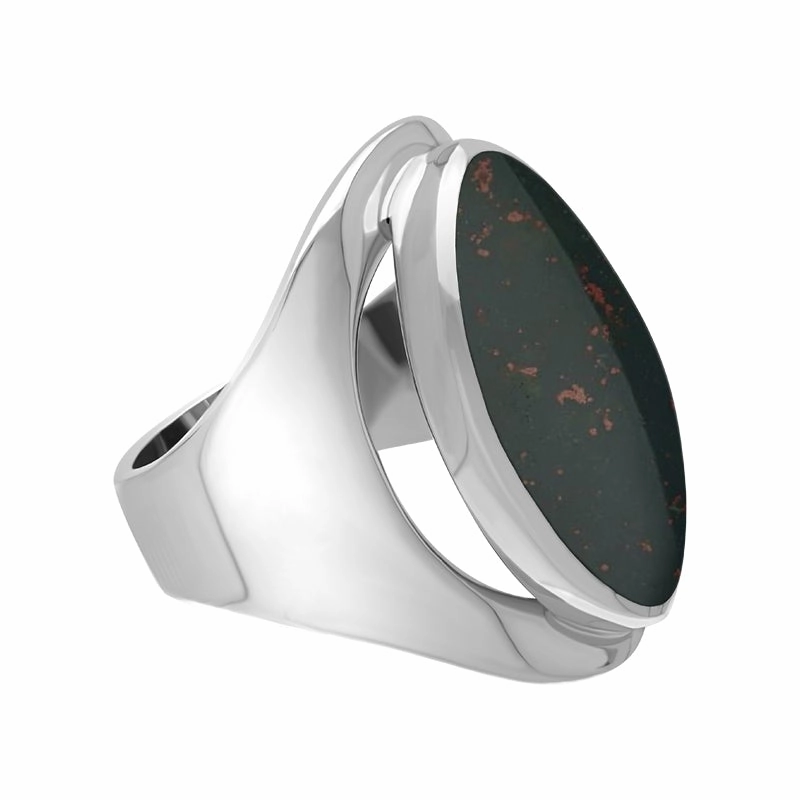 Sterling Silver Bloodstone Medium Oval Ring