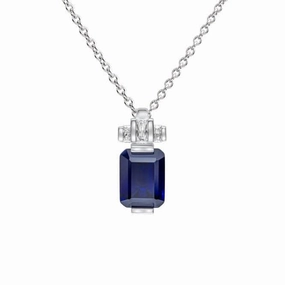 Sterling Silver Blue and Clear Cubic Zirconia Pendant P5398