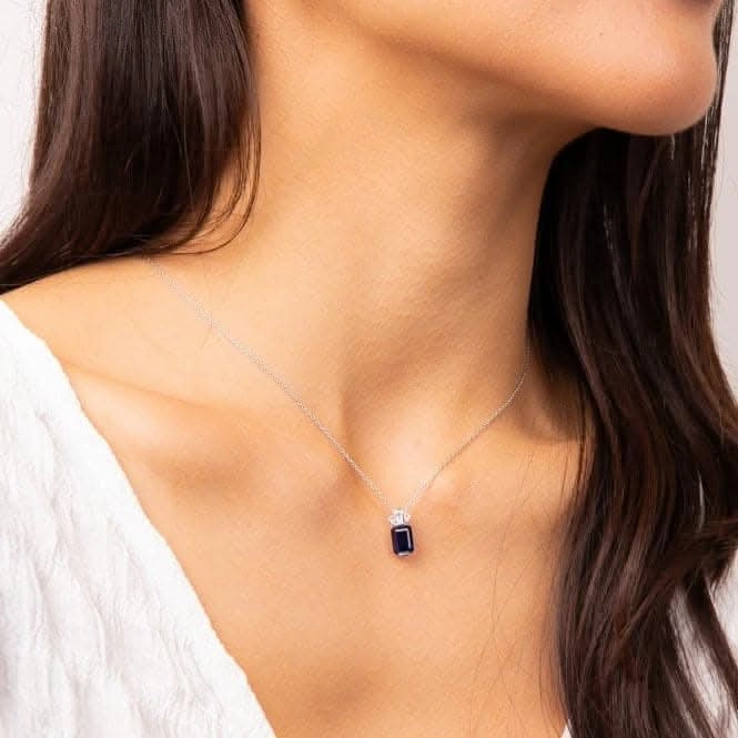 Sterling Silver Blue and Clear Cubic Zirconia Pendant P5398