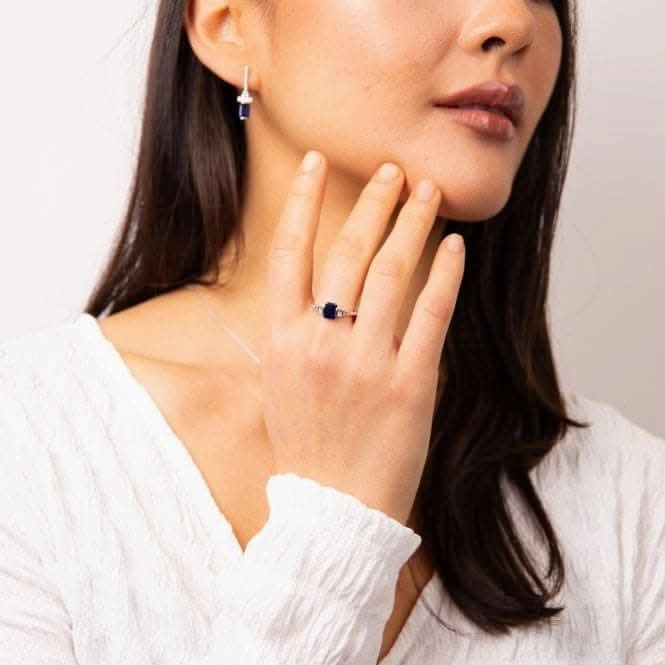 Sterling Silver Blue and Clear Cubic Zirconia Ring R3871