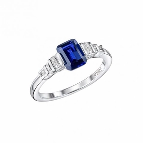 Sterling Silver Blue and Clear Cubic Zirconia Ring R3871