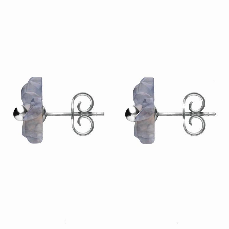 Sterling Silver Blue Chalcedony Tuberose 8mm Carnation Stud Earrings