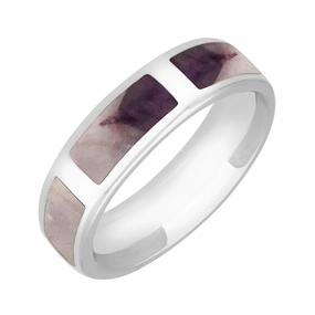 Sterling Silver Blue John 6mm Wedding Band Ring