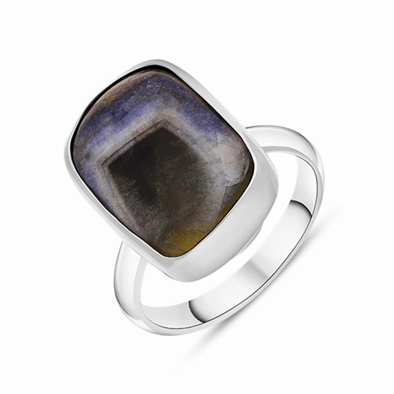 Sterling Silver Blue John Abstract Rectangle Ring D
