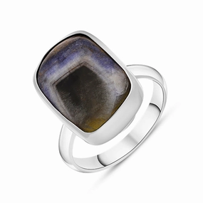 Sterling Silver Blue John Abstract Rectangle Ring D