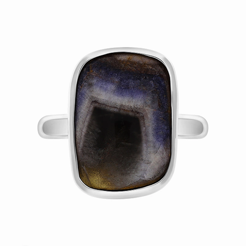 Sterling Silver Blue John Abstract Rectangle Ring D