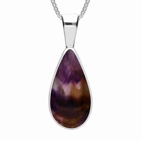 Sterling Silver Blue John Classic Teardrop Necklace