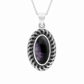 Sterling Silver Blue John Crescent Small Necklace