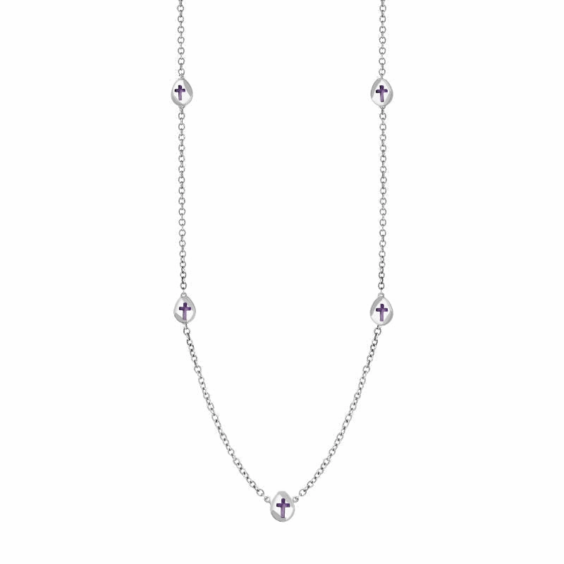 Sterling Silver Blue John Cross Link Disc Chain Necklace