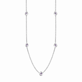 Sterling Silver Blue John Cross Link Disc Chain Necklace