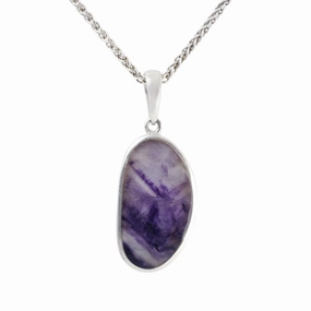 Sterling Silver Blue John Curved Oval Necklace