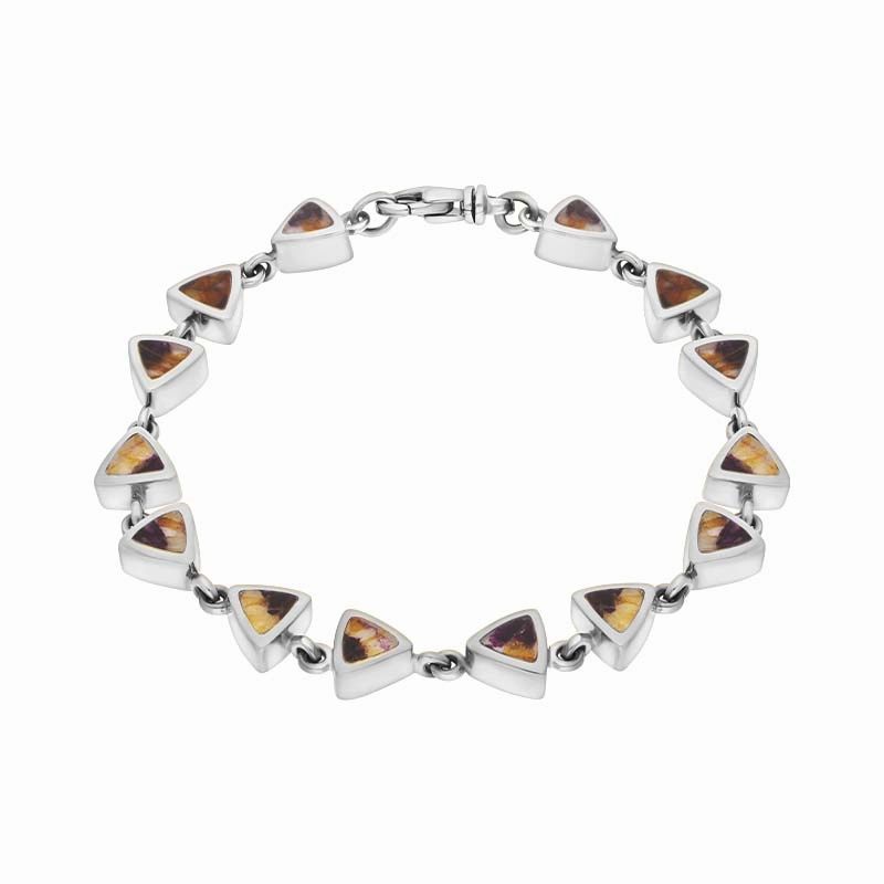 Sterling Silver Blue John Curved Triangle Bracelet