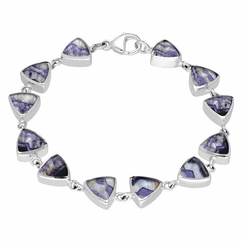 Sterling Silver Blue John Curved Triangle Bracelet