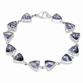 Sterling Silver Blue John Curved Triangle Bracelet