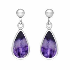 Sterling Silver Blue John Dinky Pear Drop Earrings