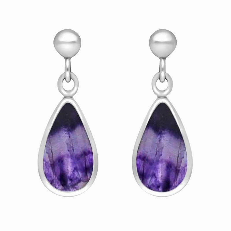 Sterling Silver Blue John Dinky Pear Drop Earrings