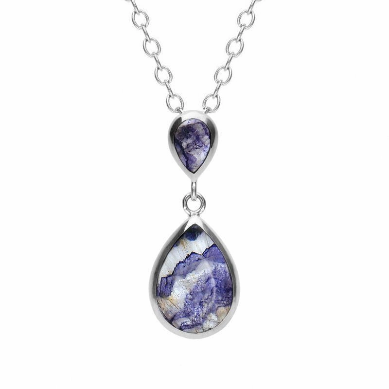 Sterling Silver Blue John Double Pear Drop Two Piece Set