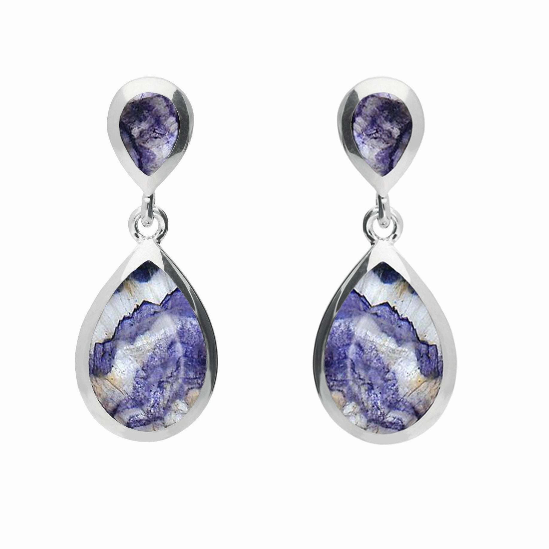 Sterling Silver Blue John Double Pear Drop Two Piece Set